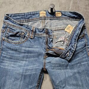 Studio 5 Women Jeans Size 31 Medium Wash Embellished Hemmed (Capri) Cropped Y2K